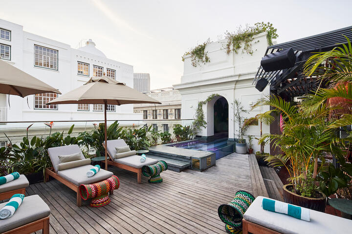 The pool area